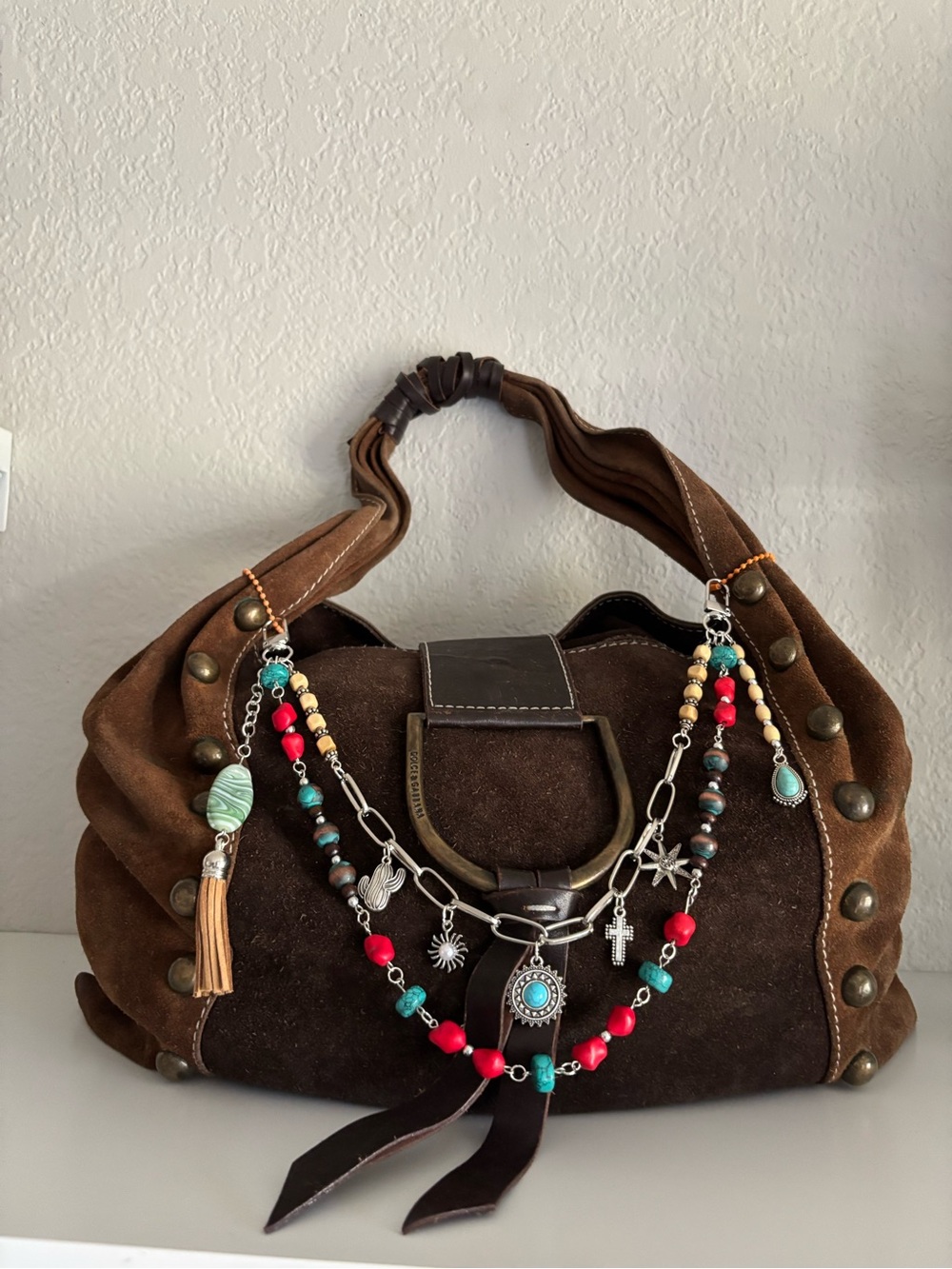 Western Turquoise Bag Charm Chain | Handmade Boho Cowgirl Purse Accessory